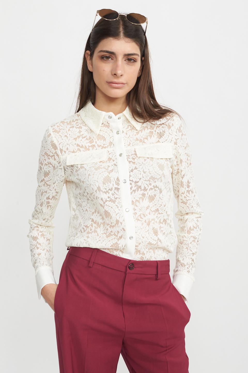 Camicia pizzo bottoni clip panna - Primavera Estate 2025 | Brend