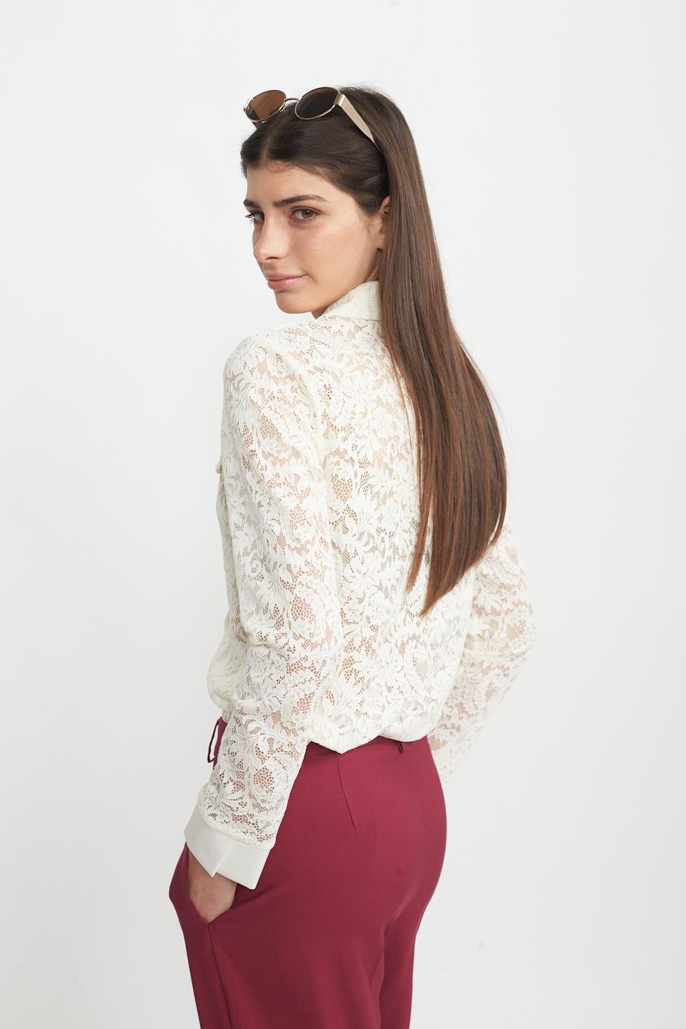 Camicia pizzo bottoni clip panna - Primavera Estate 2025 | Brend