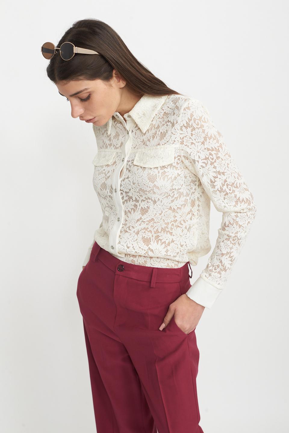 Camicia pizzo bottoni clip panna - Primavera Estate 2025 | Brend