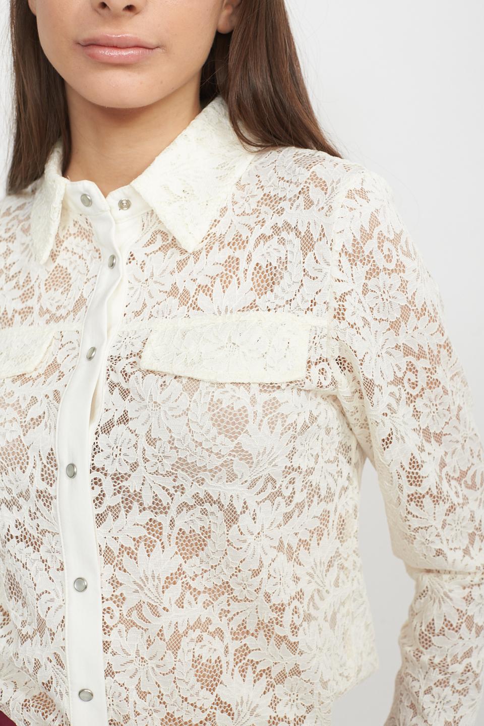 Camicia pizzo bottoni clip panna - Primavera Estate 2025 | Brend
