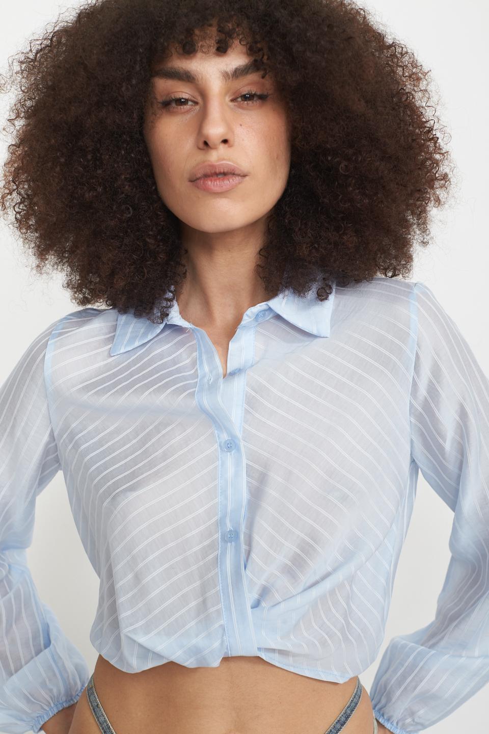 Camicia cropped righe nodo cielo - Primavera Estate 2025 | Brend