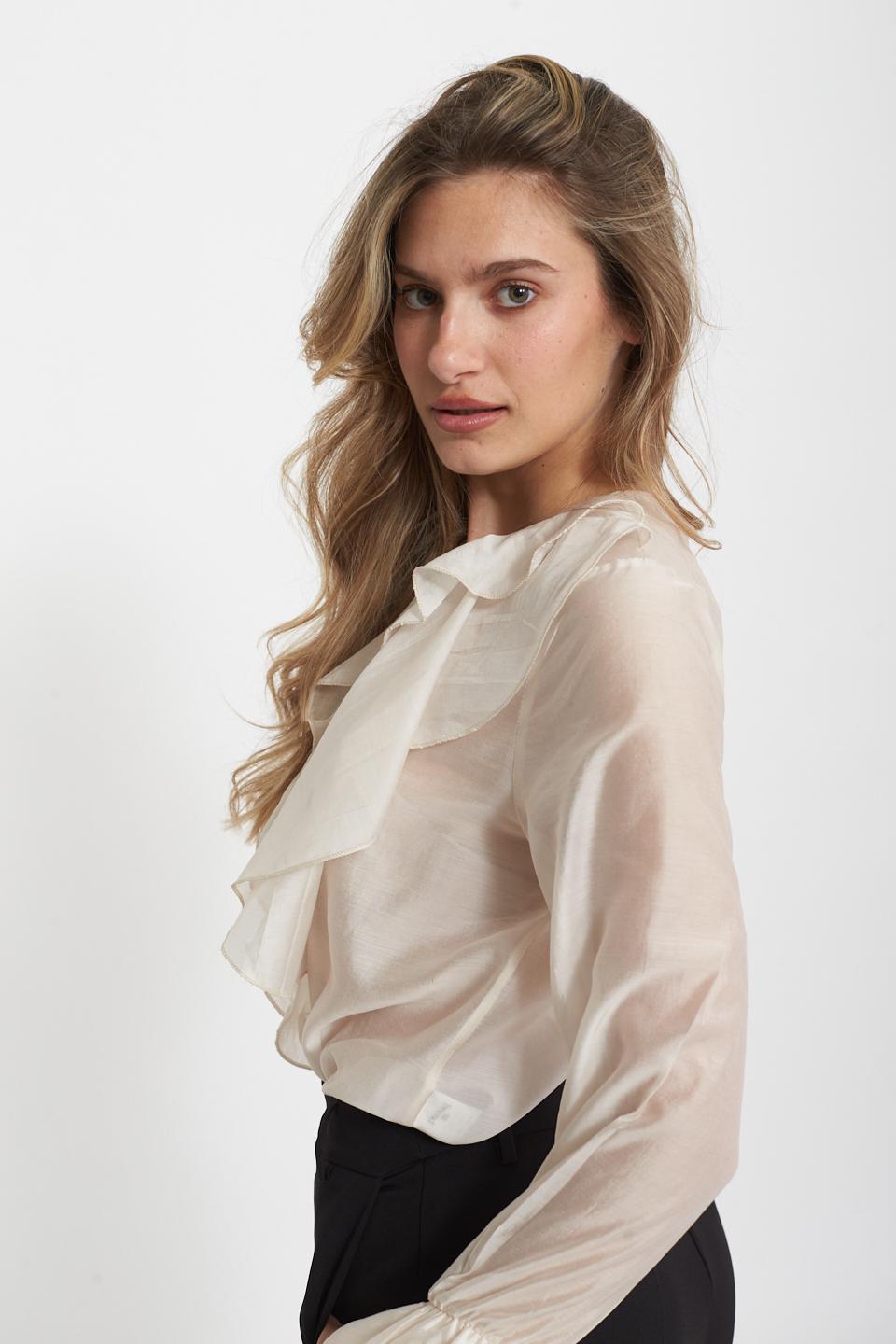 Camicia rouches/lyocell naturale - Primavera Estate 2025 | Brend