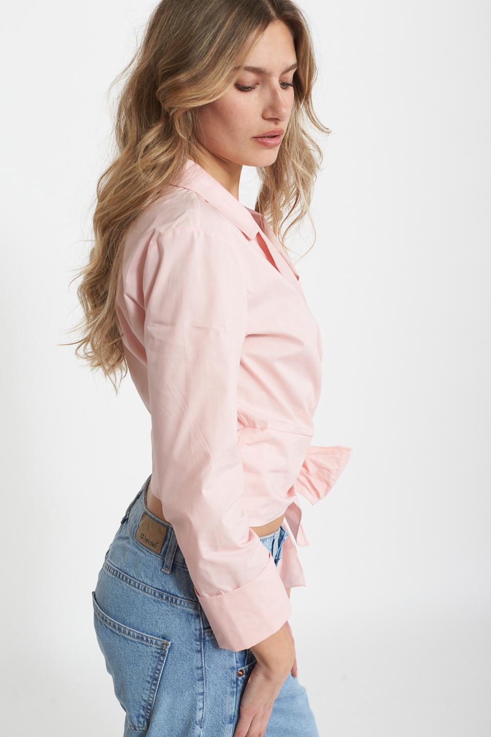 Camicia incrocio con fiocco rosa - Primavera Estate 2025 | Brend