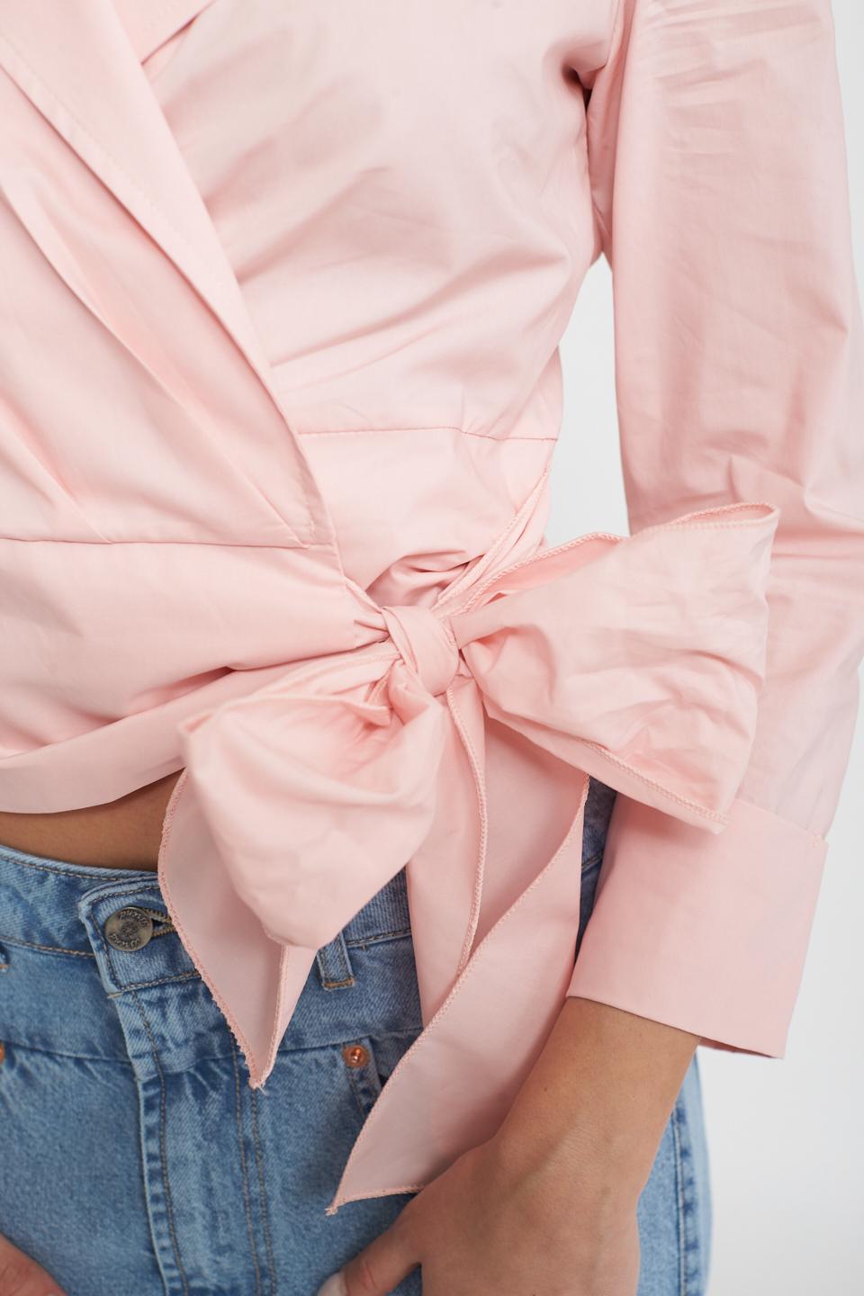 Camicia incrocio con fiocco rosa - Primavera Estate 2025 | Brend