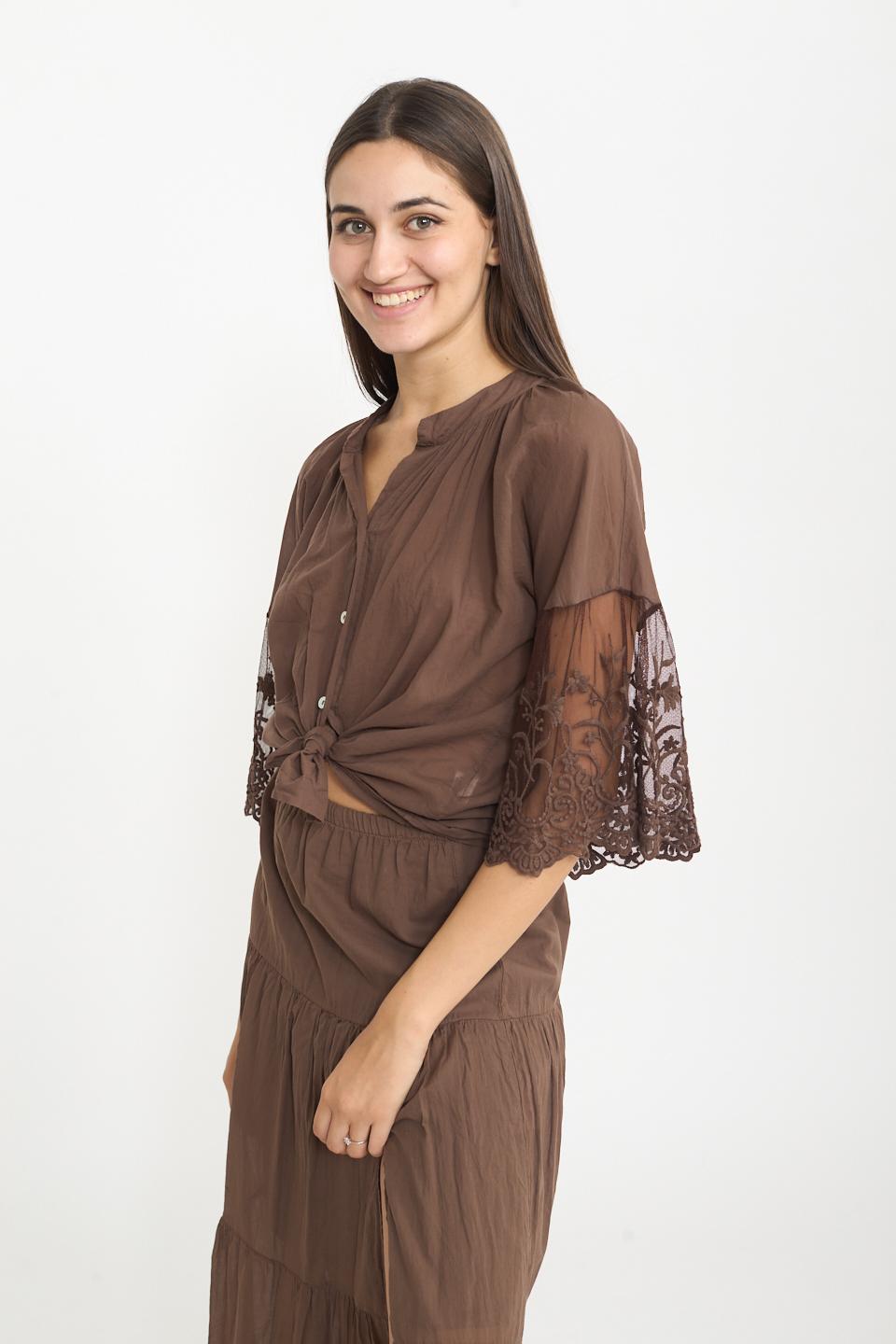 Camicia manica balza tulle moro - Primavera Estate 2025 | Brend