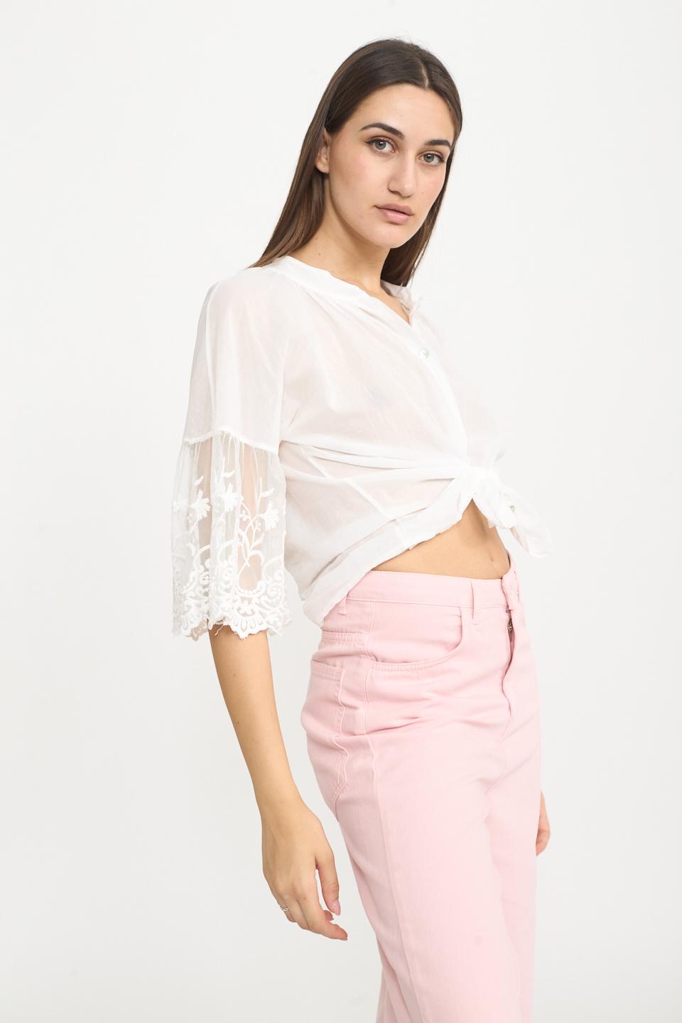 Camicia manica balza tulle panna - Primavera Estate 2025 | Brend