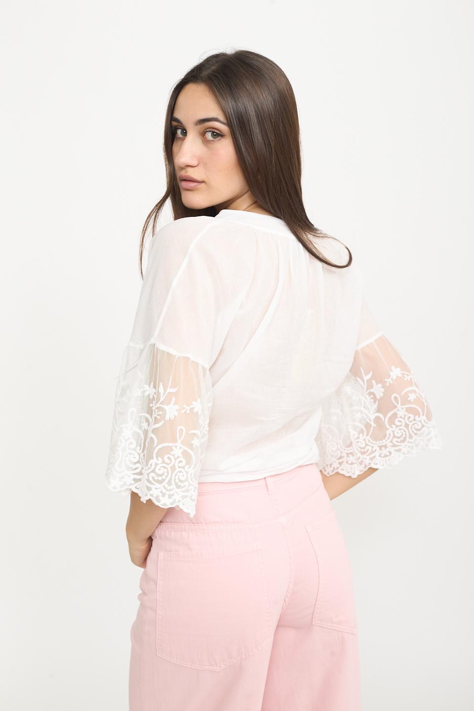Camicia manica balza tulle panna - Primavera Estate 2025 | Brend