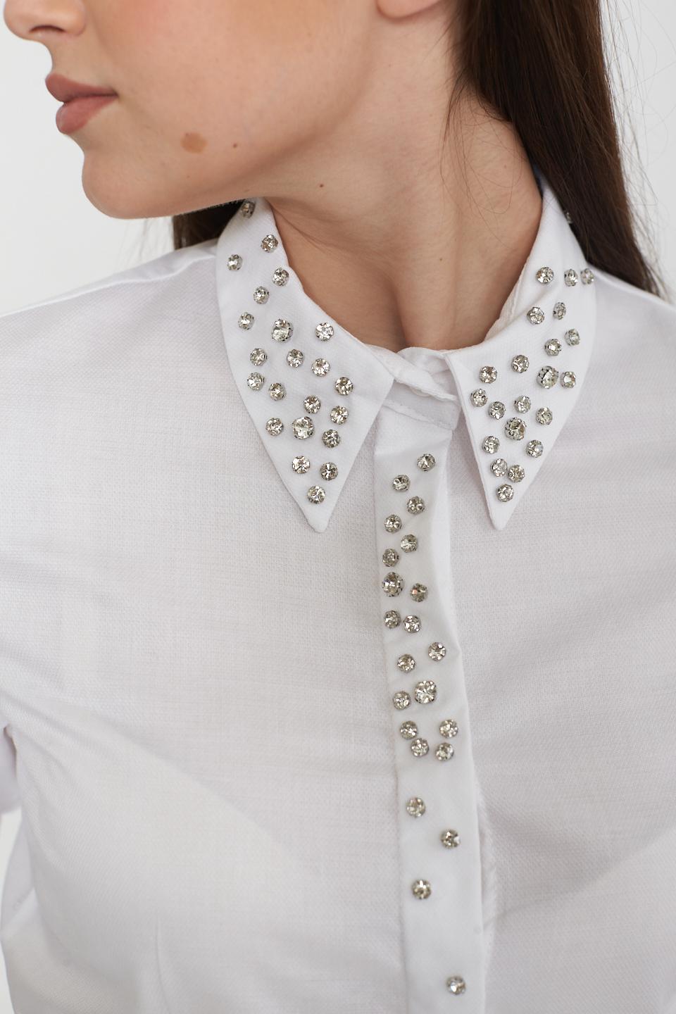 Camicia slim applicazioni collo bianco - Primavera Estate 2025 | Brend
