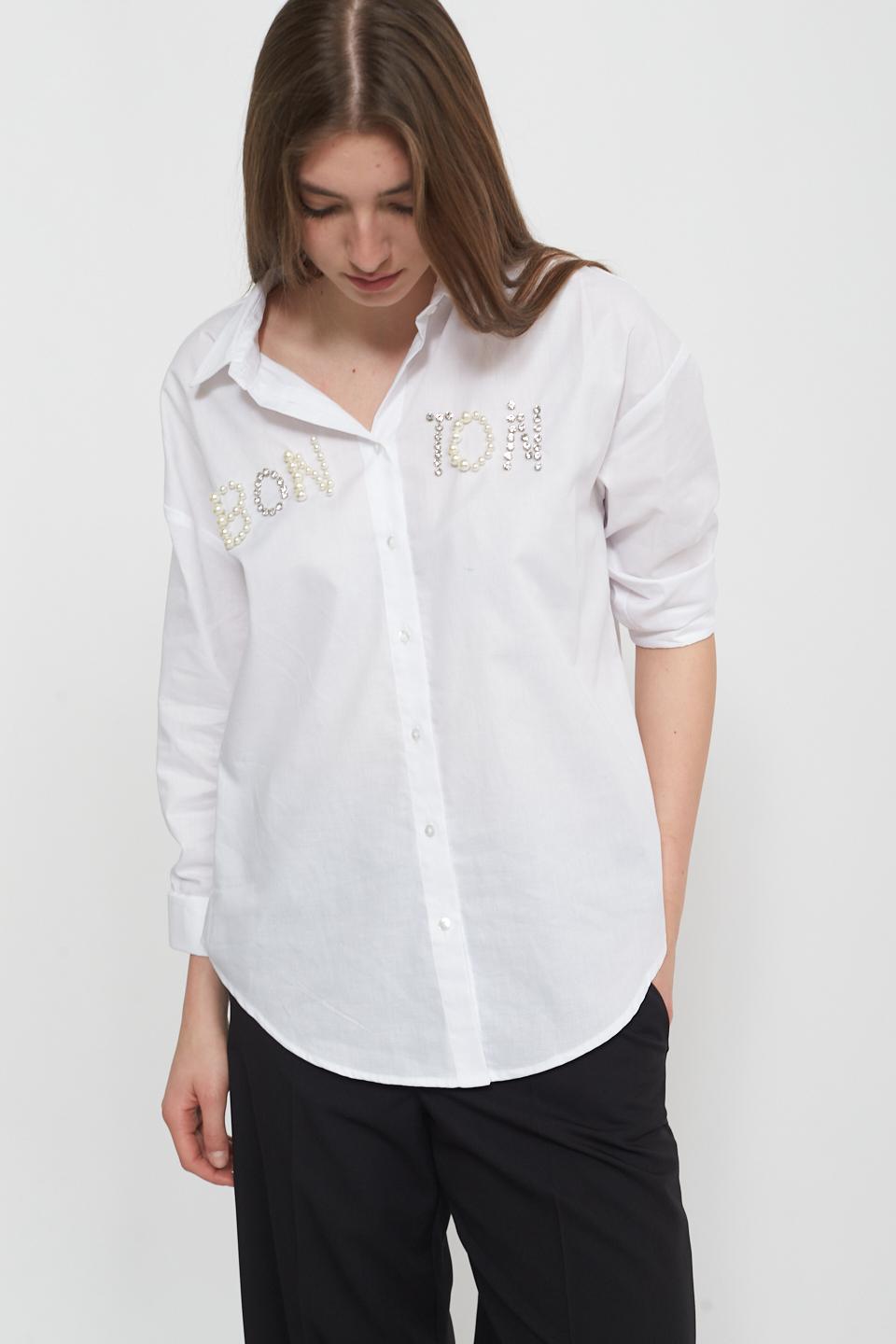 Camicia bon ton strass bianco - Primavera Estate 2025 | Brend