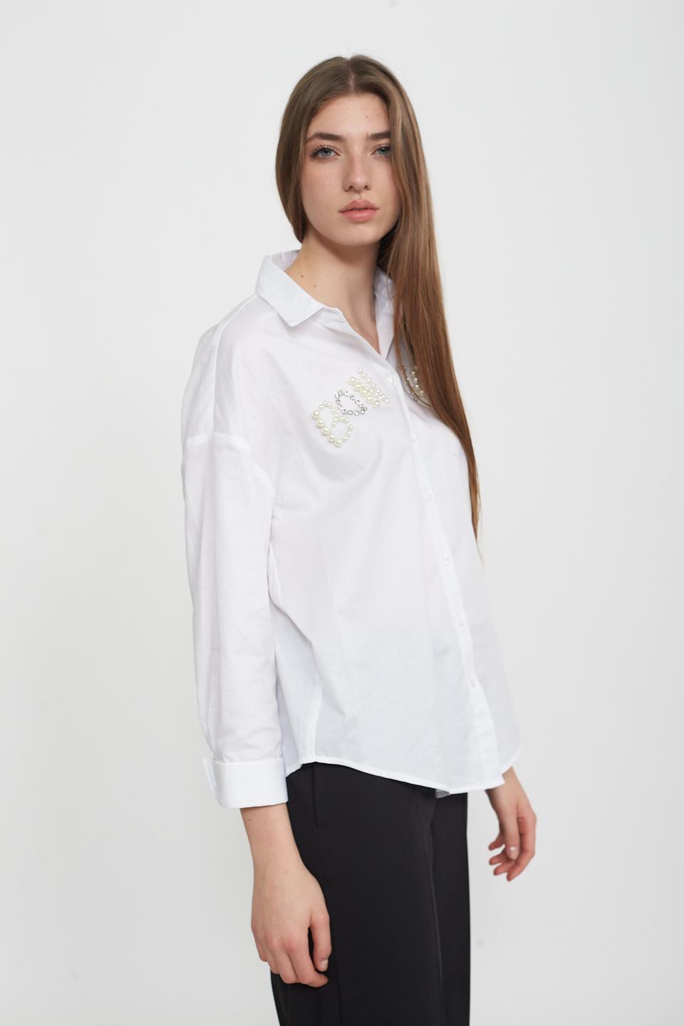 Camicia bon ton strass bianco - Primavera Estate 2025 | Brend
