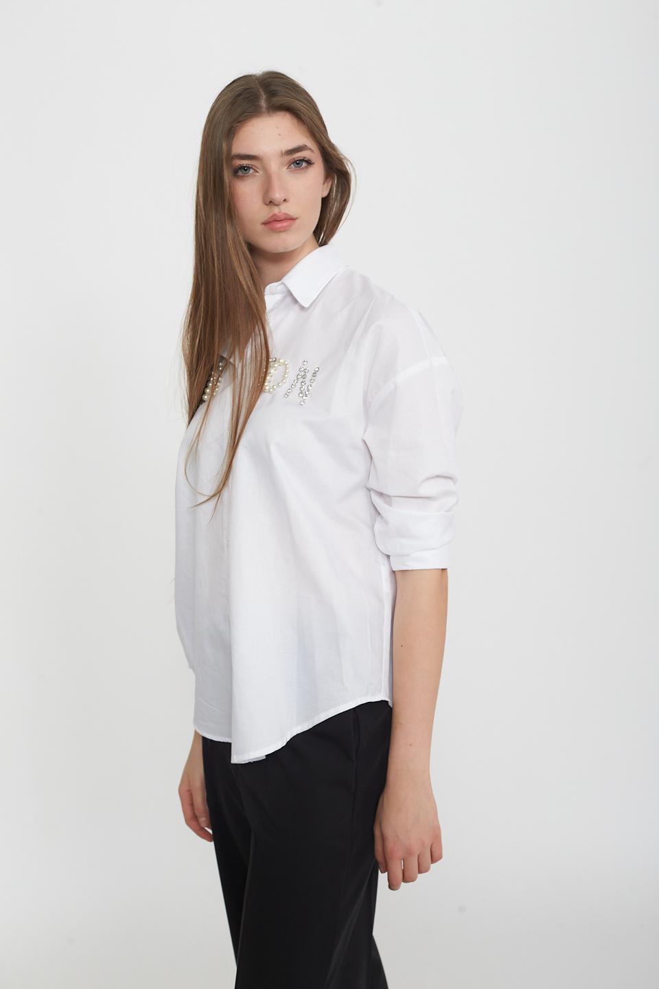 Camicia bon ton strass bianco - Primavera Estate 2025 | Brend