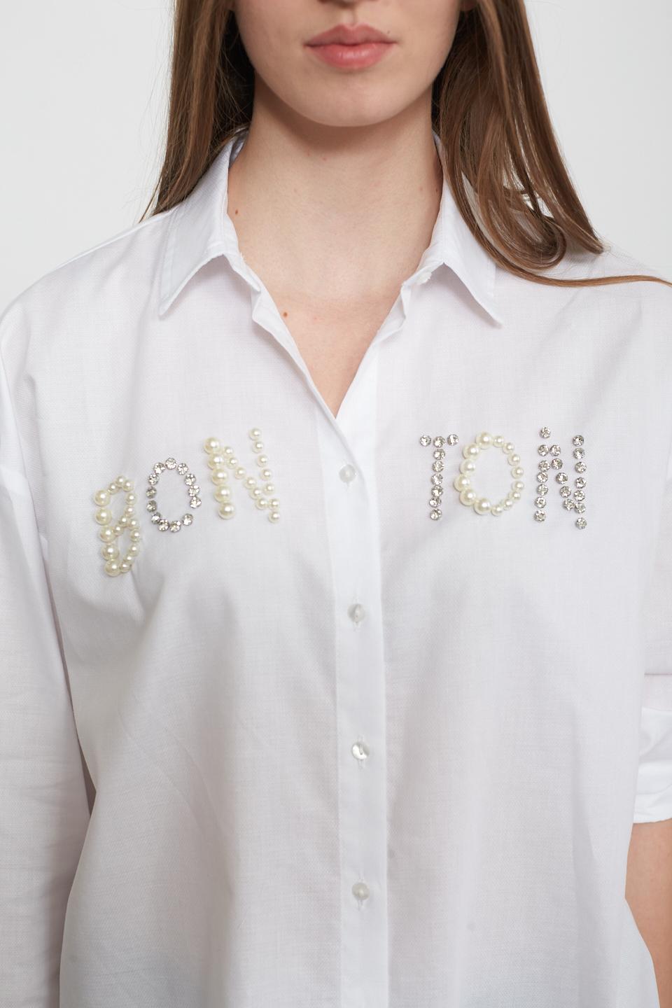 Camicia bon ton strass bianco - Primavera Estate 2025 | Brend