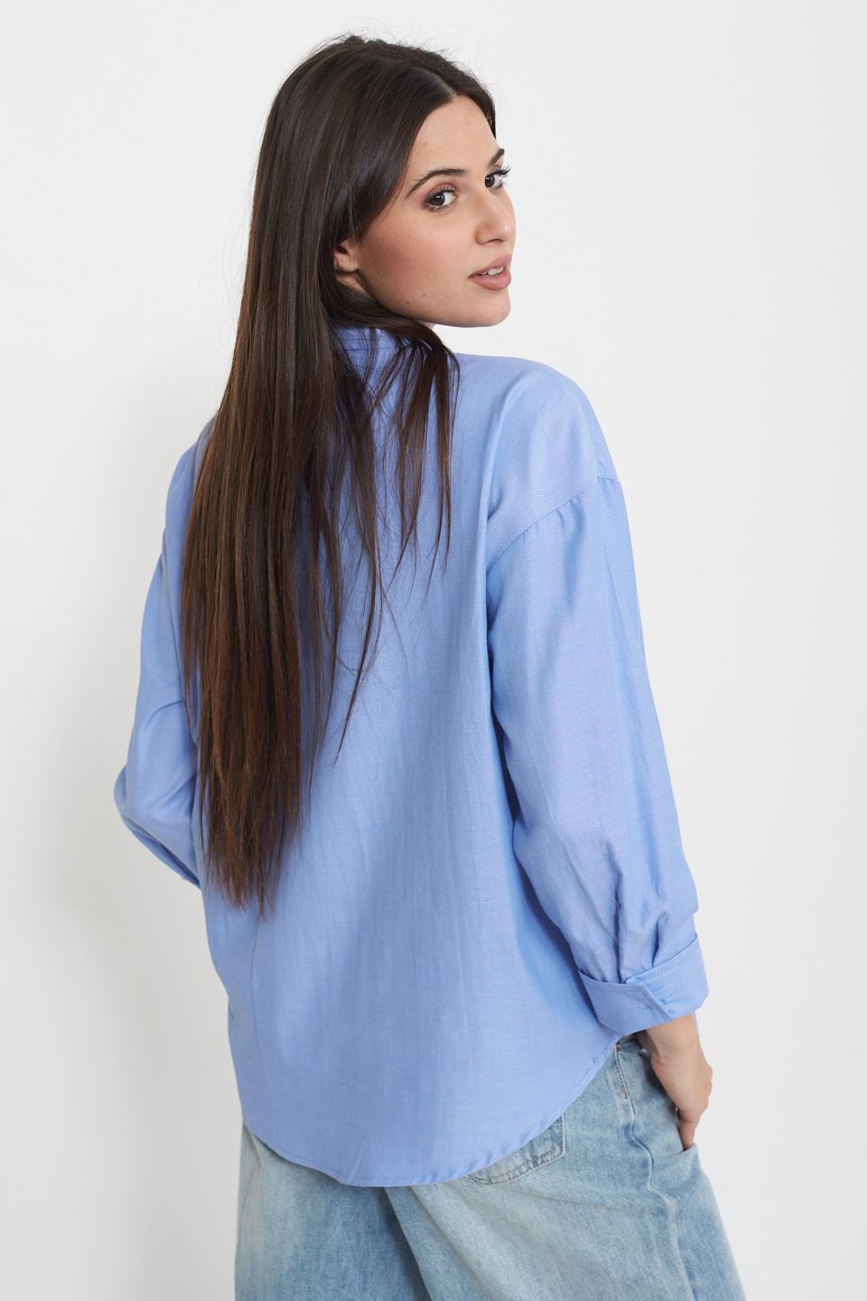 Camicia bon ton strass celeste - Primavera Estate 2025 | Brend