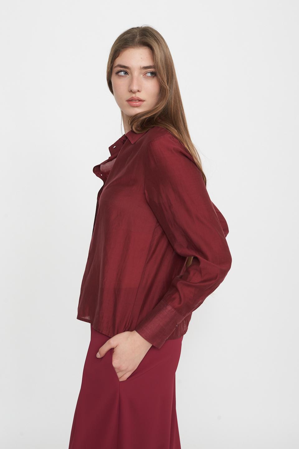 Camicia lyocell tinta unita bordeaux - Primavera Estate 2025 | Brend