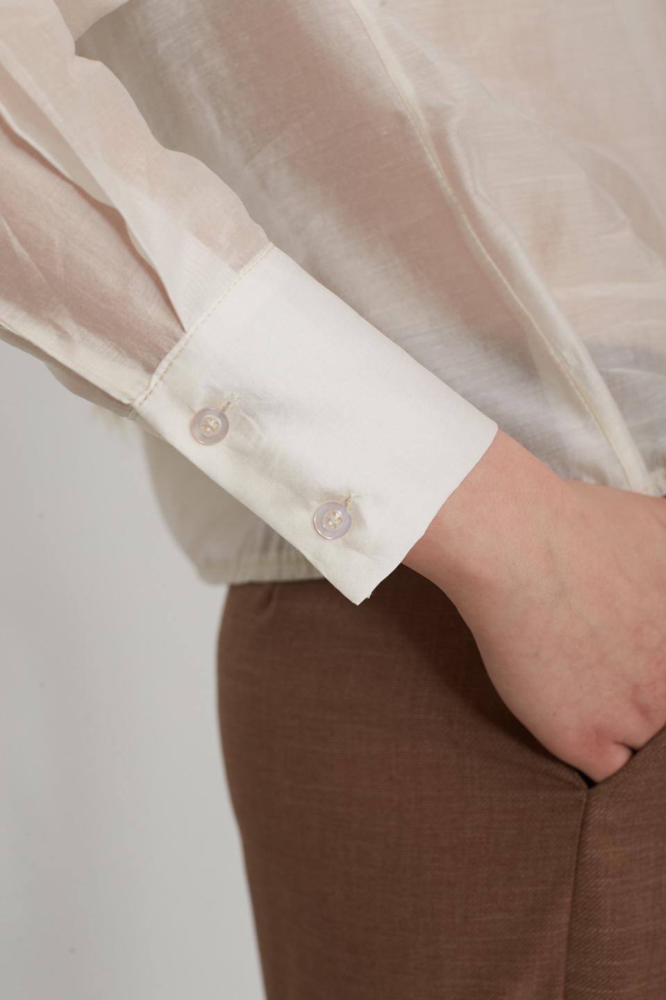 Camicia lyocell tinta unita panna - Primavera Estate 2025 | Brend
