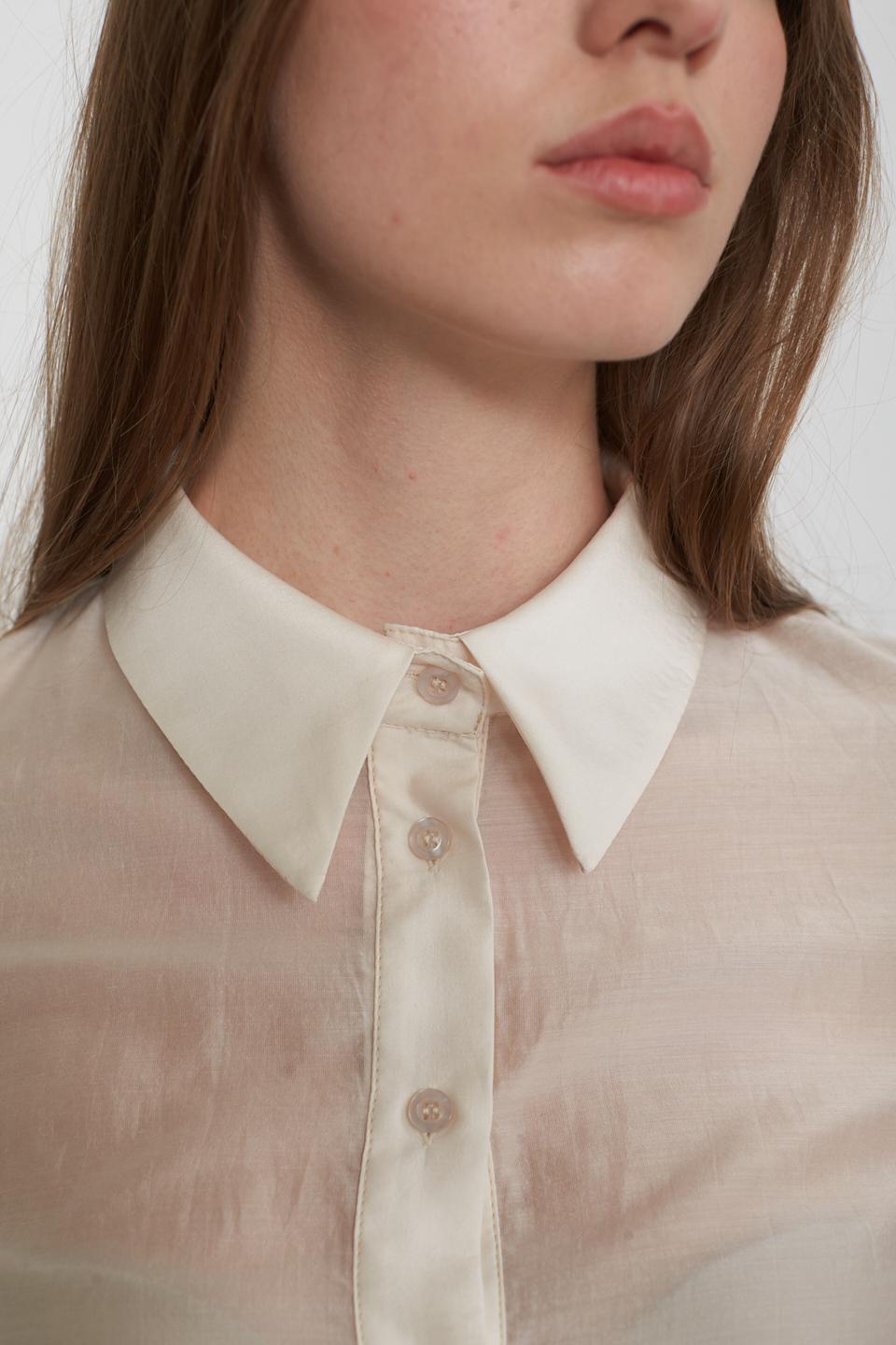 Camicia lyocell tinta unita panna - Primavera Estate 2025 | Brend