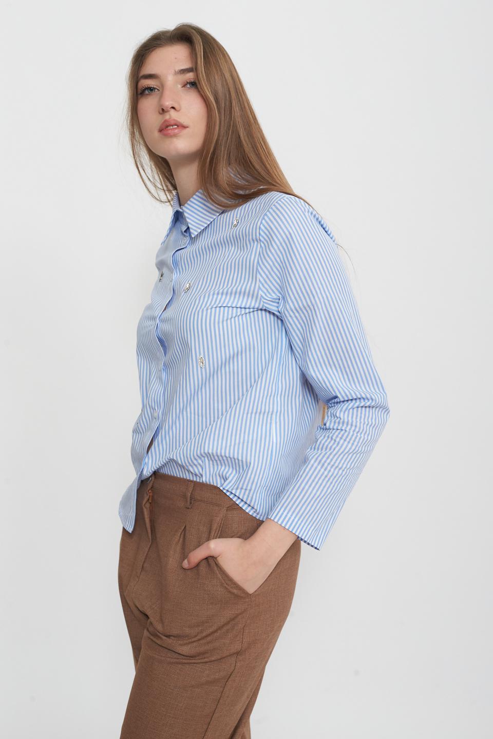 Camicia a righe con pietre rigo celeste - Primavera Estate 2025 | Brend
