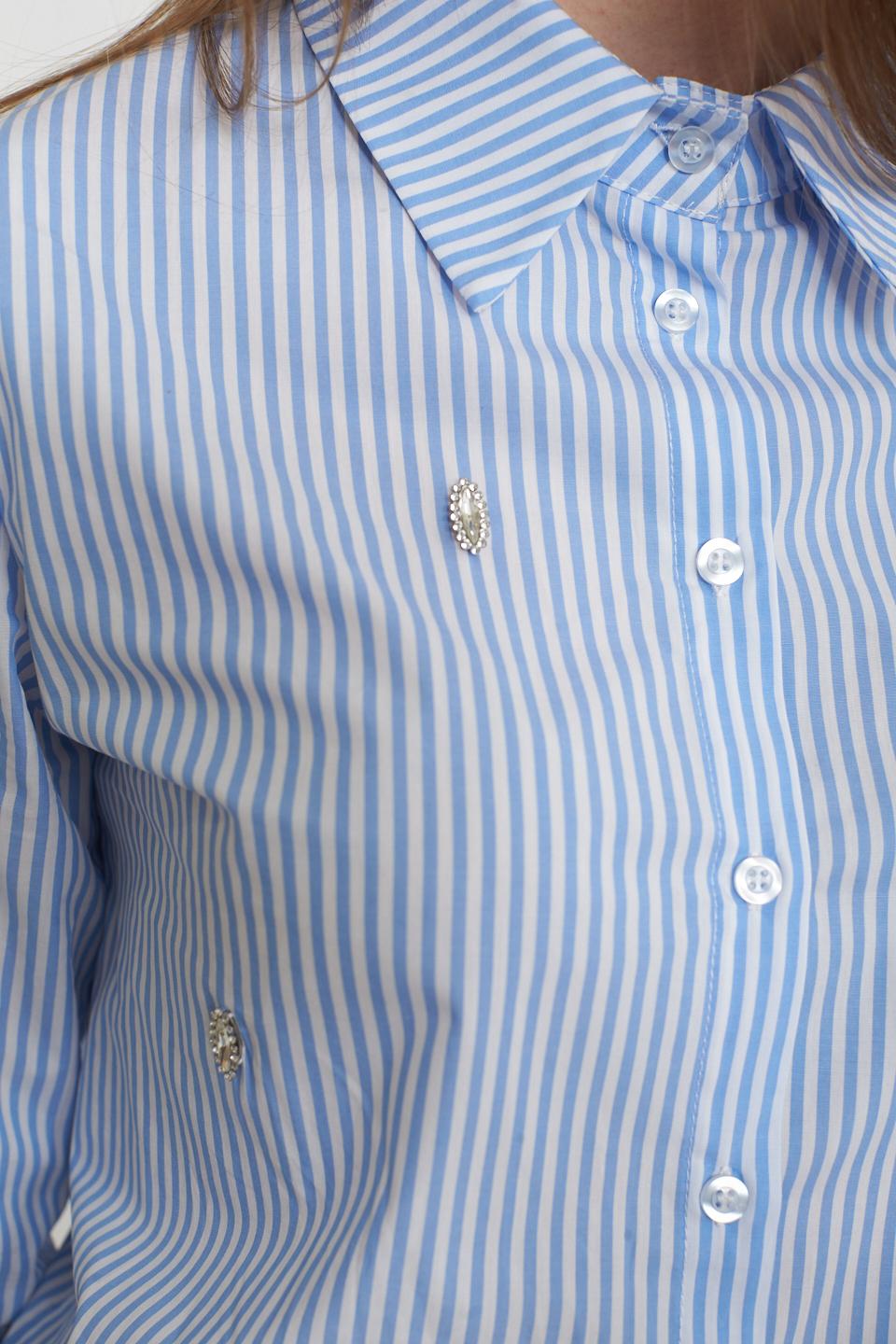 Camicia a righe con pietre rigo celeste - Primavera Estate 2025 | Brend