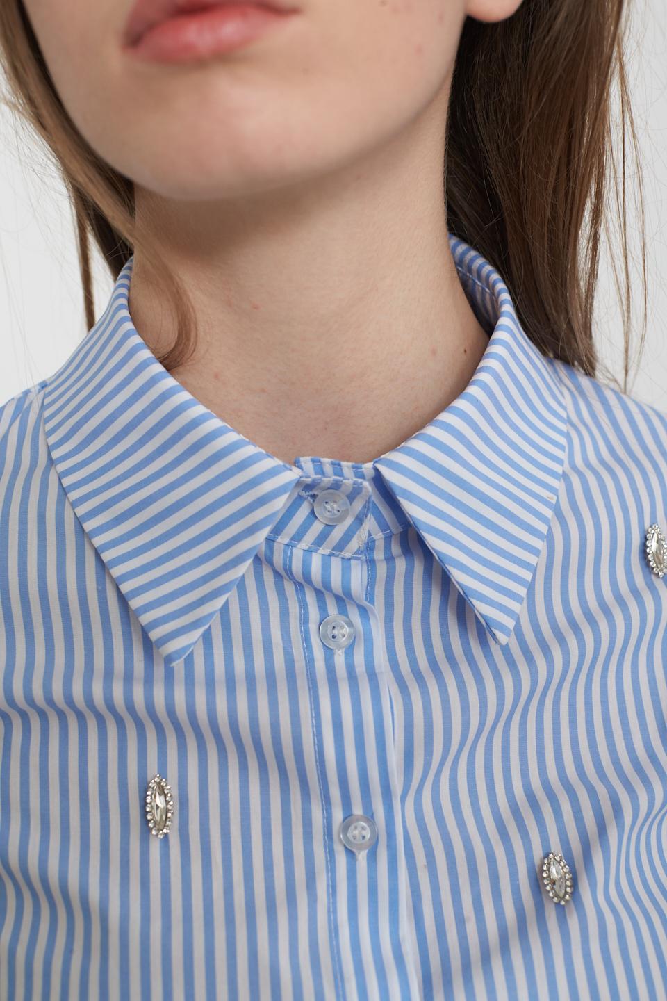 Camicia a righe con pietre rigo celeste - Primavera Estate 2025 | Brend