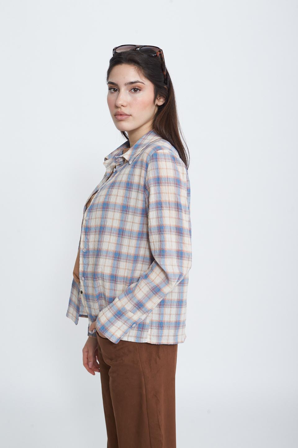 Camicia check cotone check azzurro - Primavera Estate 2025 | Brend
