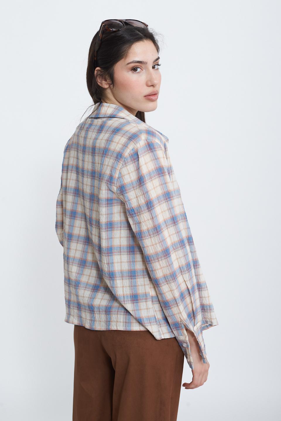Camicia check cotone check azzurro - Primavera Estate 2025 | Brend