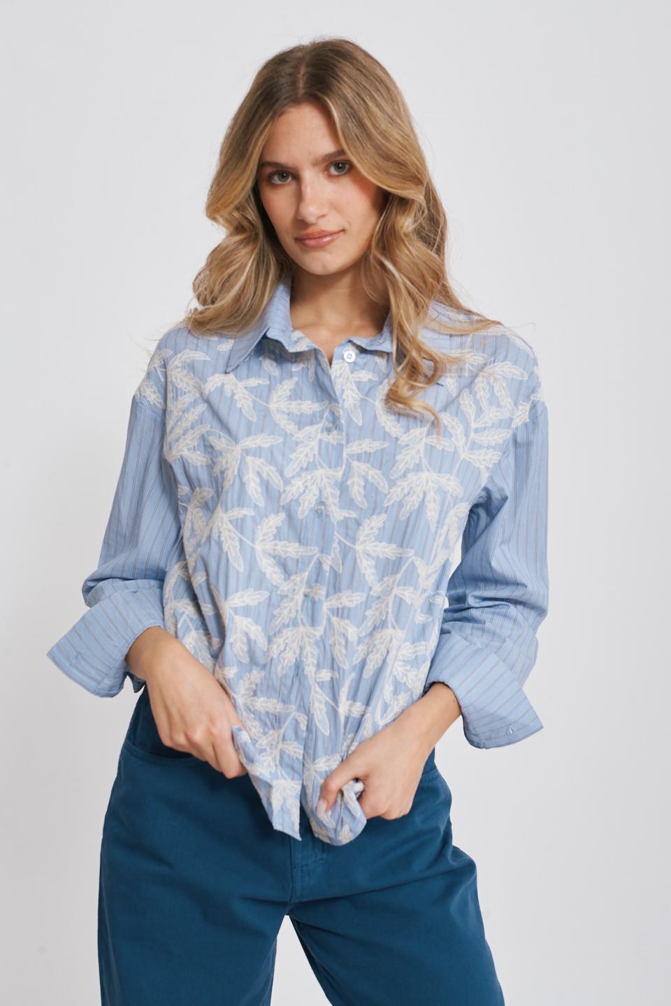 Camicia righe doppio tessuto rigo celeste - Primavera Estate 2025 | Brend