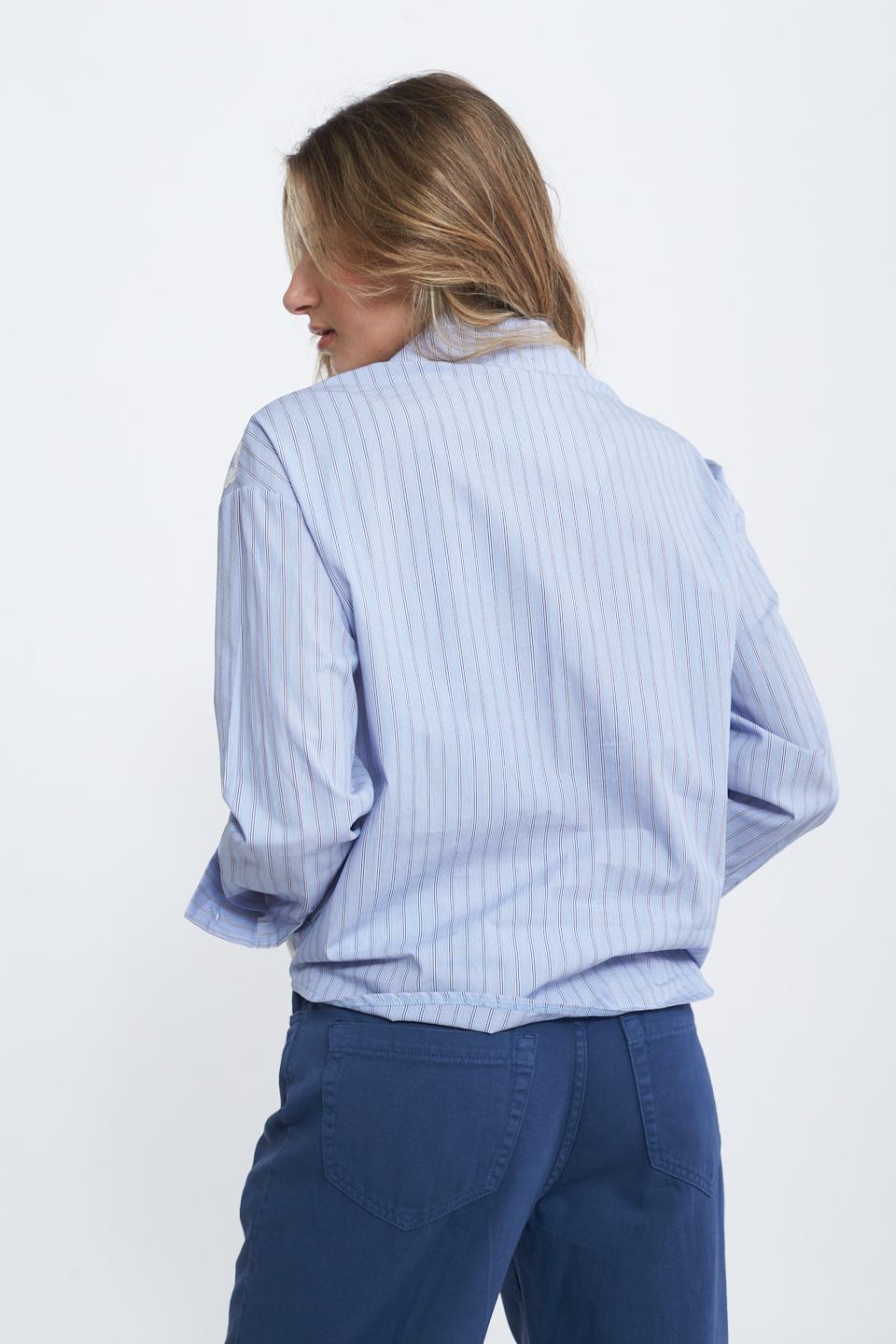 Camicia righe doppio tessuto rigo celeste - Primavera Estate 2025 | Brend