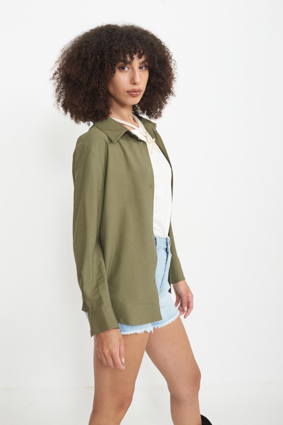 Camicia stondata viscosa militare - Primavera Estate 2025 | Brend