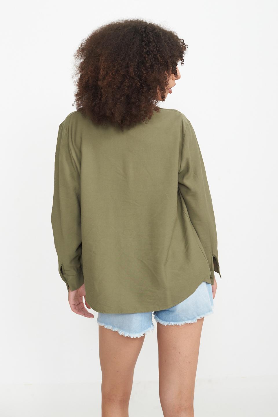 Camicia stondata viscosa militare - Primavera Estate 2025 | Brend