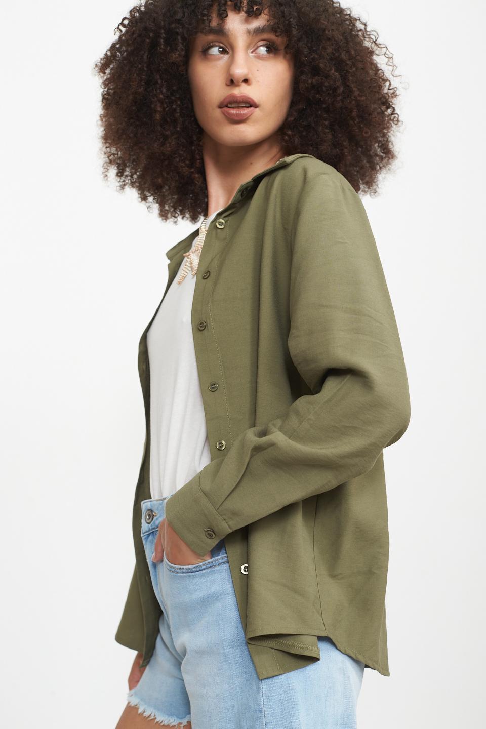 Camicia stondata viscosa militare - Primavera Estate 2025 | Brend