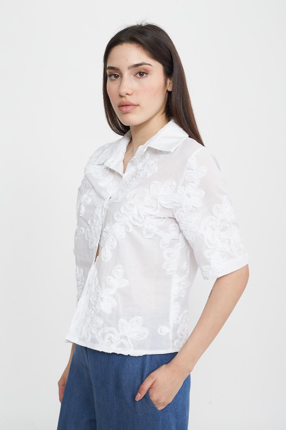 Camicia mezza manica fiori bianco - Primavera Estate 2025 | Brend