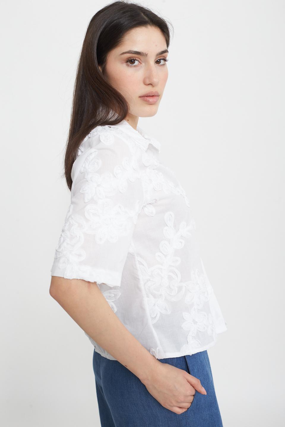 Camicia mezza manica fiori bianco - Primavera Estate 2025 | Brend