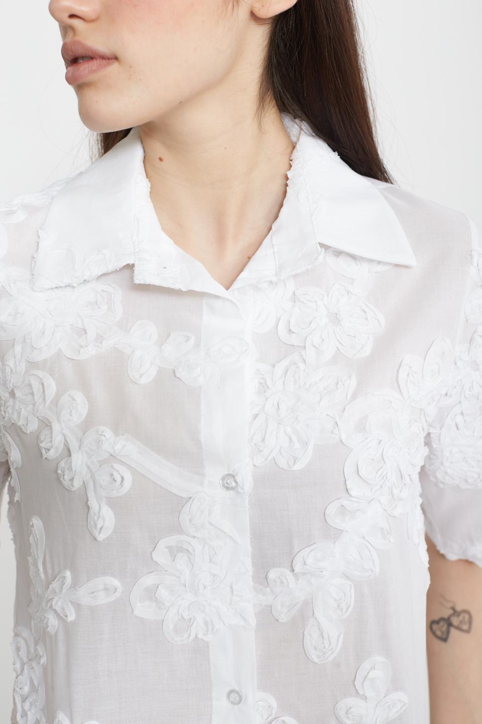 Camicia mezza manica fiori bianco - Primavera Estate 2025 | Brend
