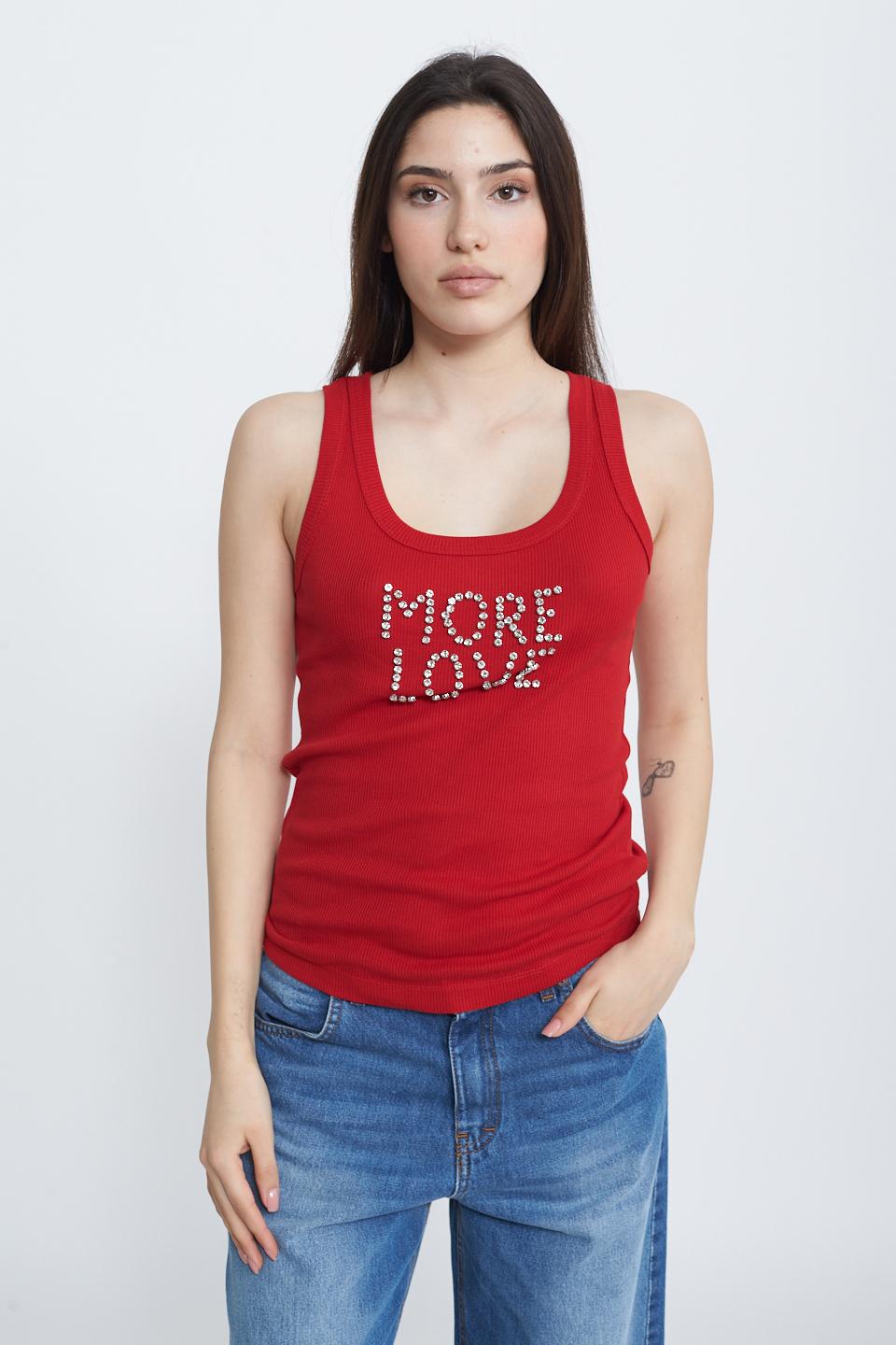 Canotta strass Love rosso - Primavera Estate 2025 | Brend