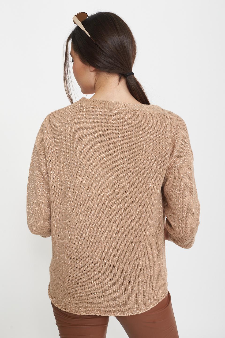 Cardigan maglia laminato beige/oro - Primavera Estate 2025 | Brend