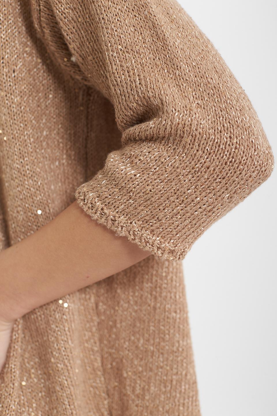Cardigan maglia laminato beige/oro - Primavera Estate 2025 | Brend