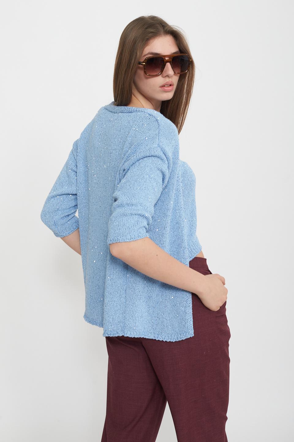 Cardigan maglia laminato celeste - Primavera Estate 2025 | Brend