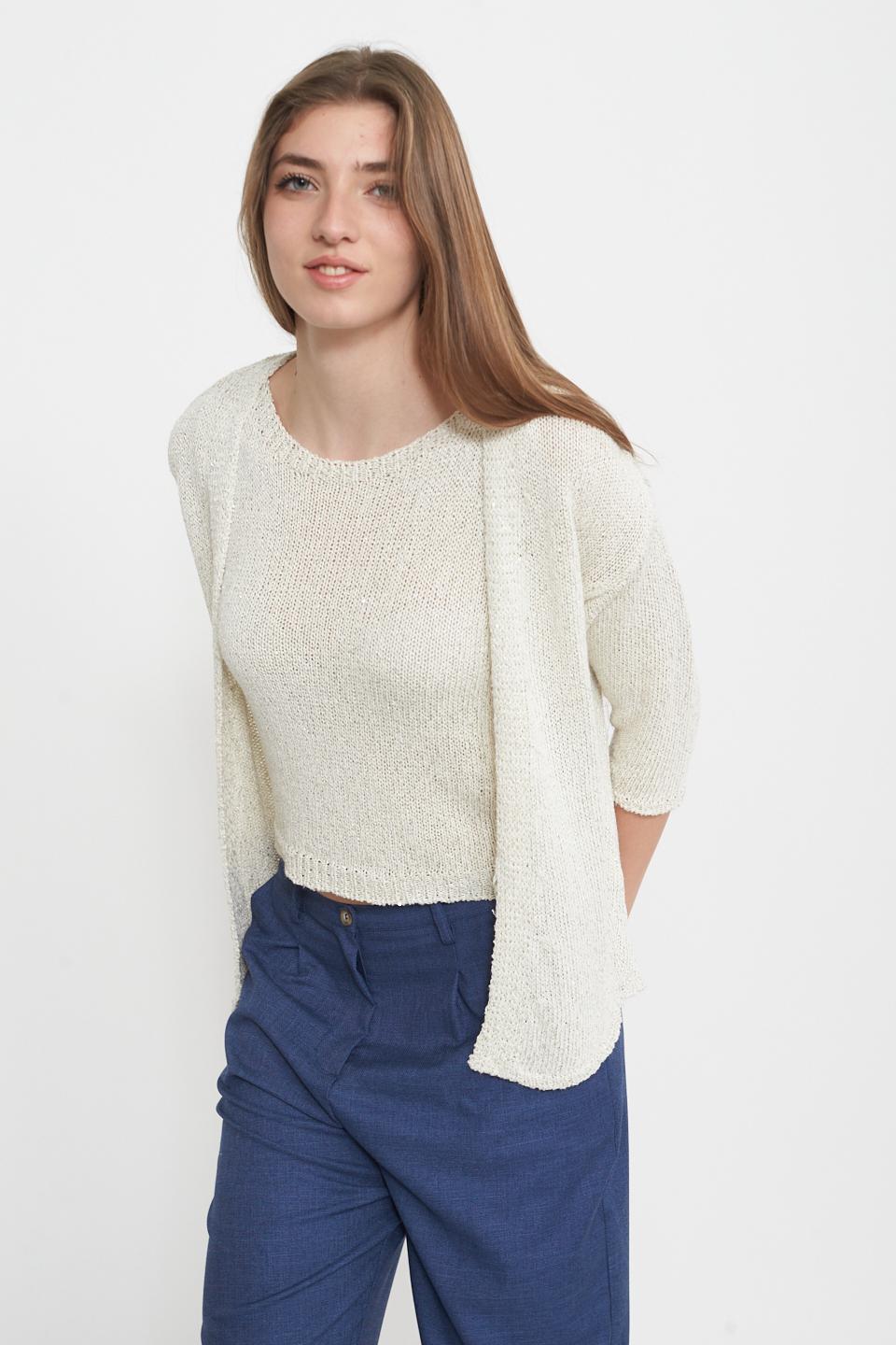 Cardigan maglia laminato panna - Primavera Estate 2025 | Brend