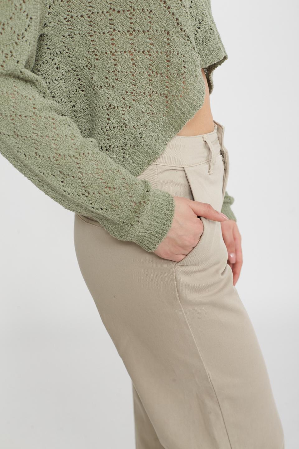 Cardigan scollo V traforato salvia - Primavera Estate 2025 | Brend