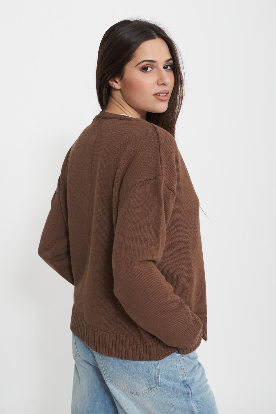 Cardigan con bottoni cacao - Primavera Estate 2025 | Brend
