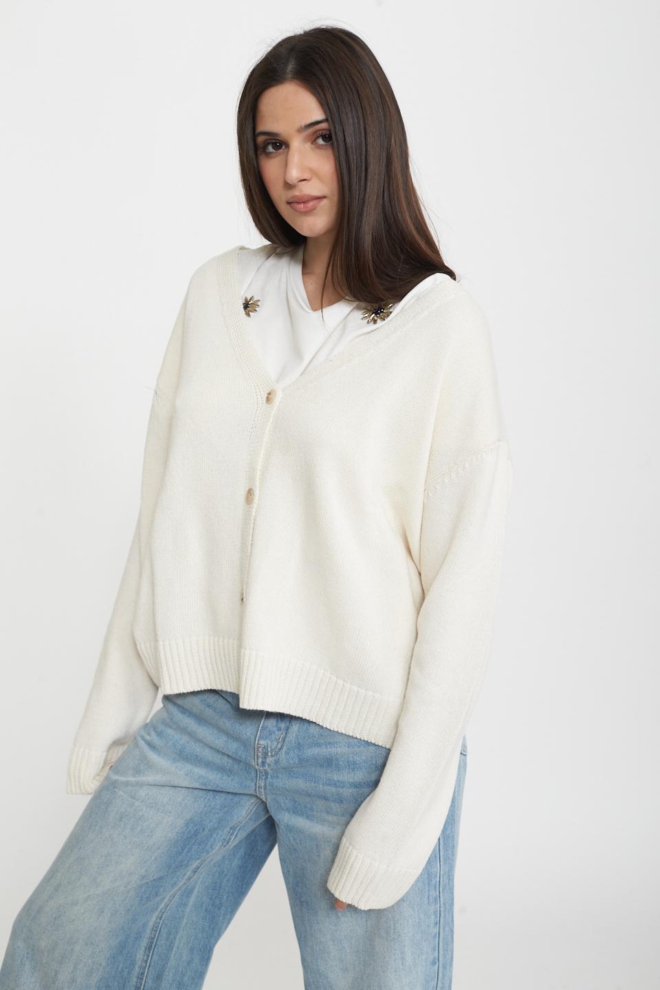 Cardigan con bottoni naturale - Primavera Estate 2025 | Brend