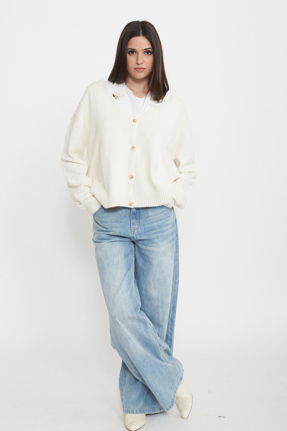 Cardigan con bottoni naturale - Primavera Estate 2025 | Brend