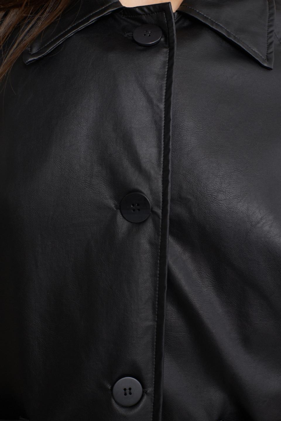 Giacca tasche applicate effetto pelle nero - Primavera Estate 2025 | Brend