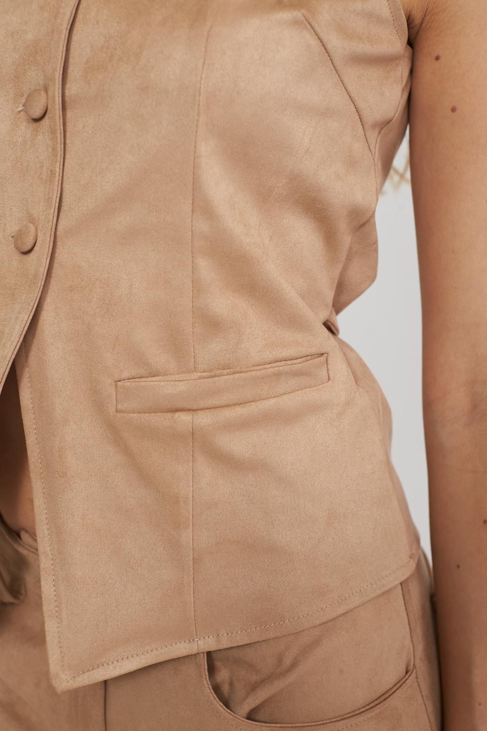 Gilet scamosciato laccio beige - Primavera Estate 2025 | Brend