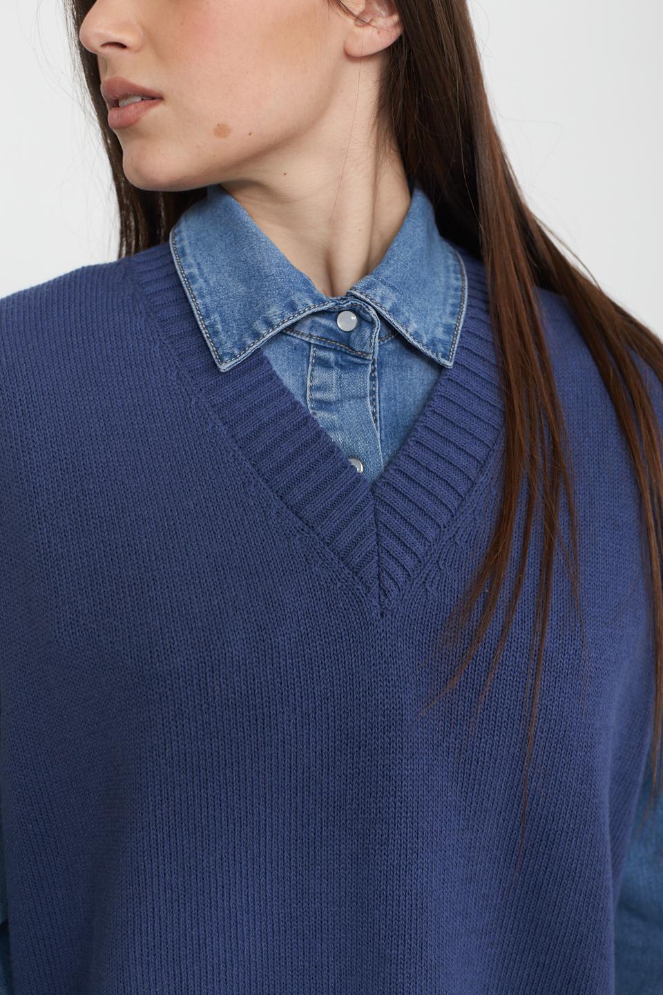 Gilet scollo V asimmetrico blu - Primavera Estate 2025 | Brend