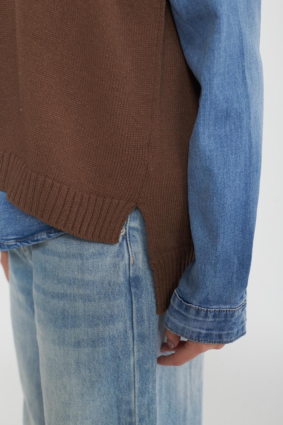 Gilet scollo V asimmetrico cacao - Primavera Estate 2025 | Brend