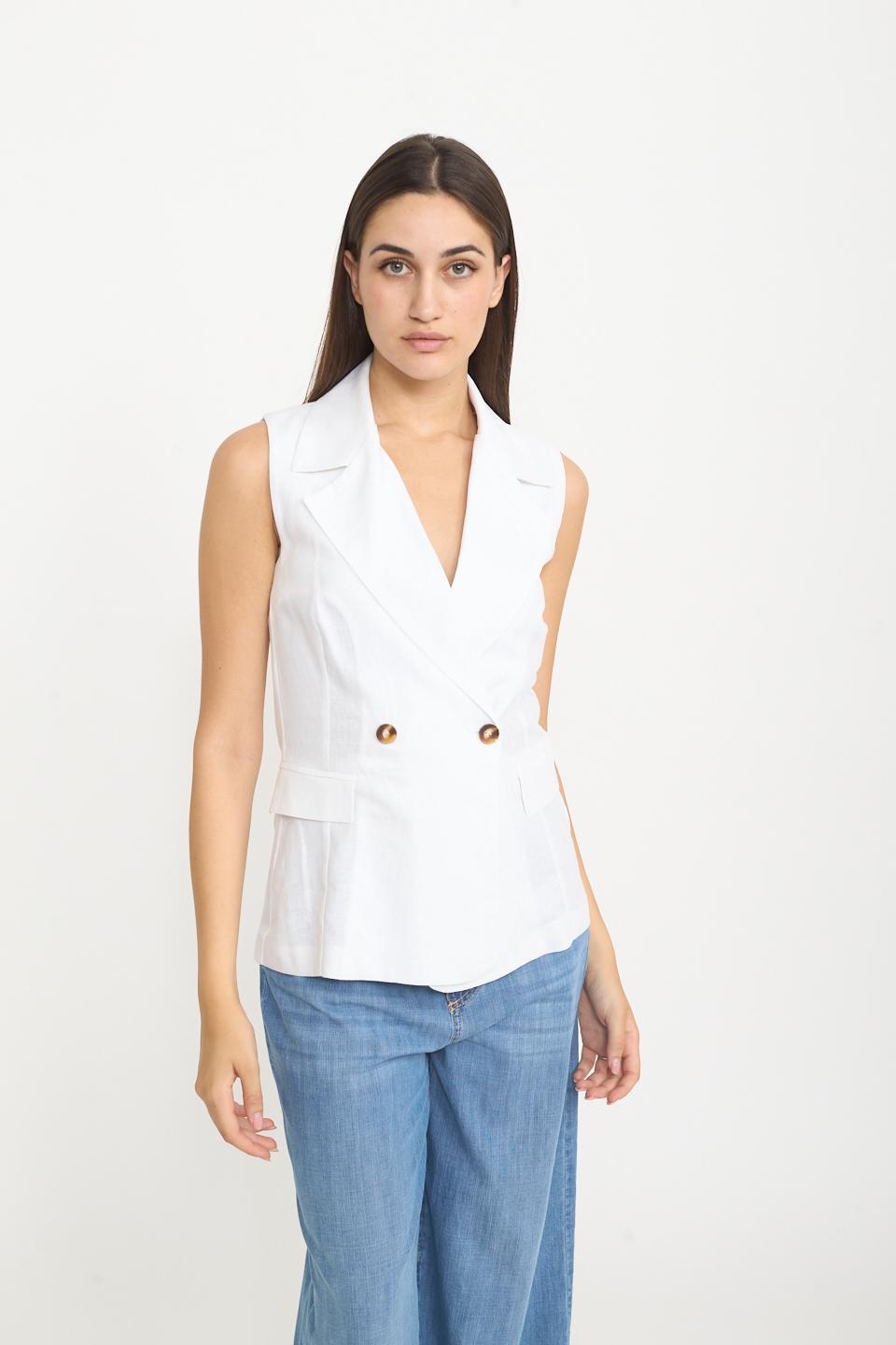 Gilet lungo doppiopetto bianco - Primavera Estate 2025 | Brend