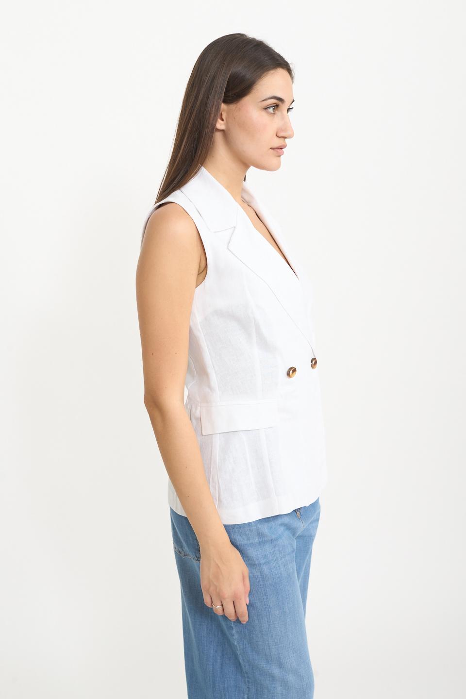 Gilet lungo doppiopetto bianco - Primavera Estate 2025 | Brend