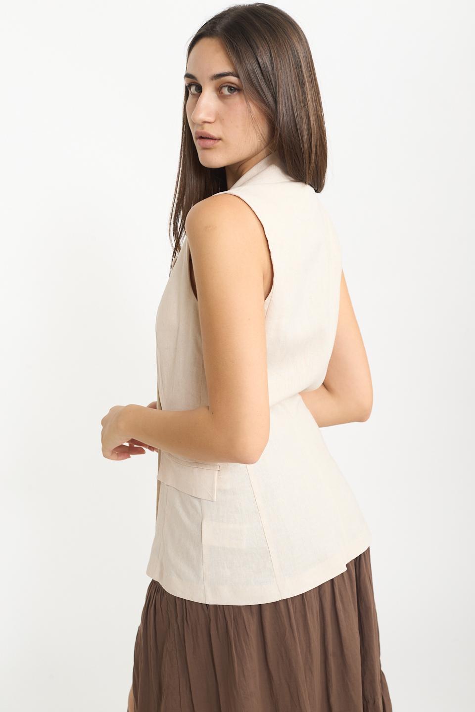 Gilet lungo doppiopetto naturale - Primavera Estate 2025 | Brend