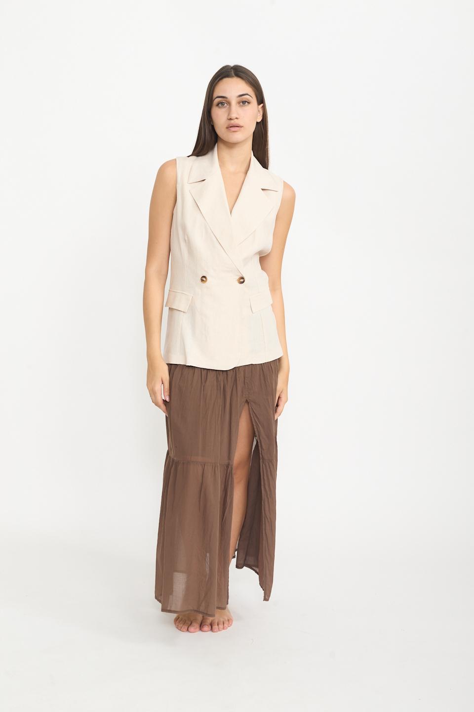 Gilet lungo doppiopetto naturale - Primavera Estate 2025 | Brend